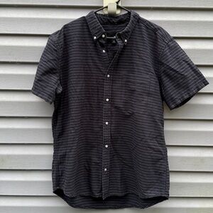 Hurley | Mens Button Down Short Sleeve Shirt Black Gray size XL